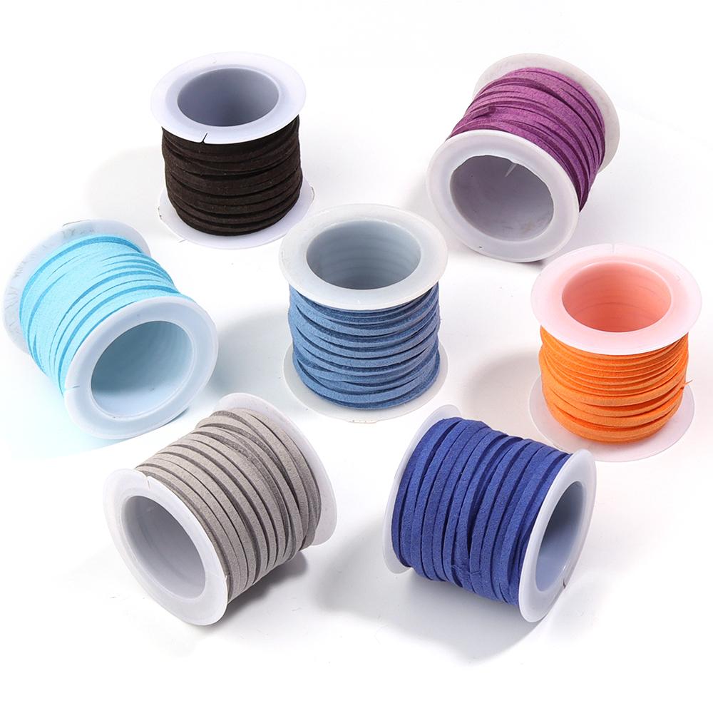 5m/roll Color 1.5mm Flat Faux Suede Braided Cord Korean Velvet Thread Leather Rope for DIY Bracelet Jewelry Making Accessories