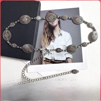 Elegant Oval Metal Waist Chain - Summer Decorative Belt for Women