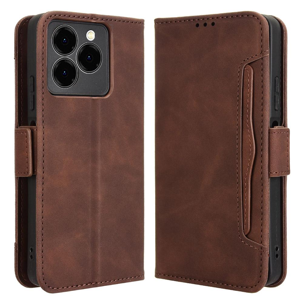 

For Meizu Note 21/Ulefone Note 20 Pro Leather Case Phone Wallet Cover with Multiple Card Slots Brown