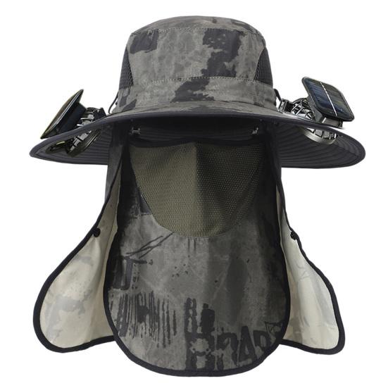 Wide Brim Sun Hat with 2 Solar Fan UV Protection Bucket Hat
