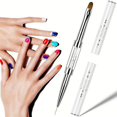 1pc Nails Gel Brush Reconstruction, Polygel Brush, 2 In 1 Dual-ended Nail Art Pen, Nail Accessories, UV Gel Tools Acrylic Nail Extension Nail
