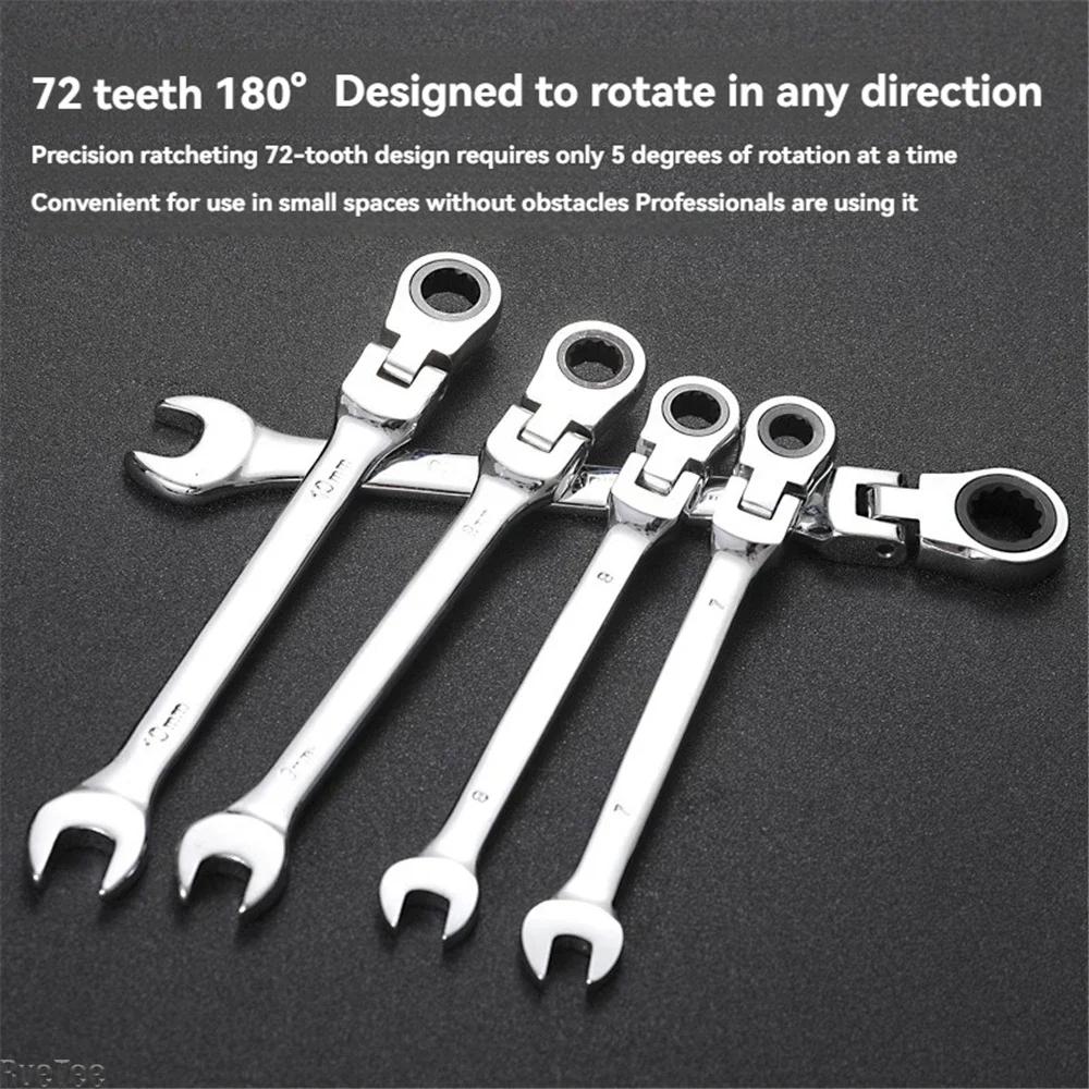 Dual-purpose Adjustable Ratchet Wrench Set Quick Effortless Open-end Socket Box Wrenches Hardware Maintenance Tools for Workers