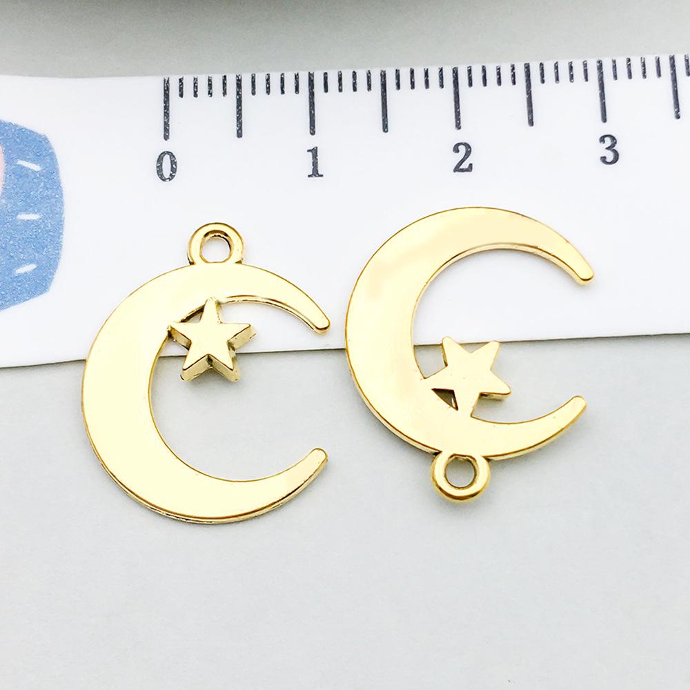 100-Piece Five-Color Alloy Sun, Moon, and Star Pendant Charms for DIY Jewelry
