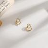 Korean Simple Double Circle Gold Color Metal Crystal Stud Earrings For Women Fashion Exquisite Jewelry Best Friend Gifts