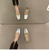 Fashion Flat Shoes for Women 2025 Spring and Autumn French Square Toe Silver Mary Jane Plus Size Women's Shoes Zapatos Mujer ladies