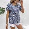 European and American New Printed Crew Neck Short-sleeved Women's Top