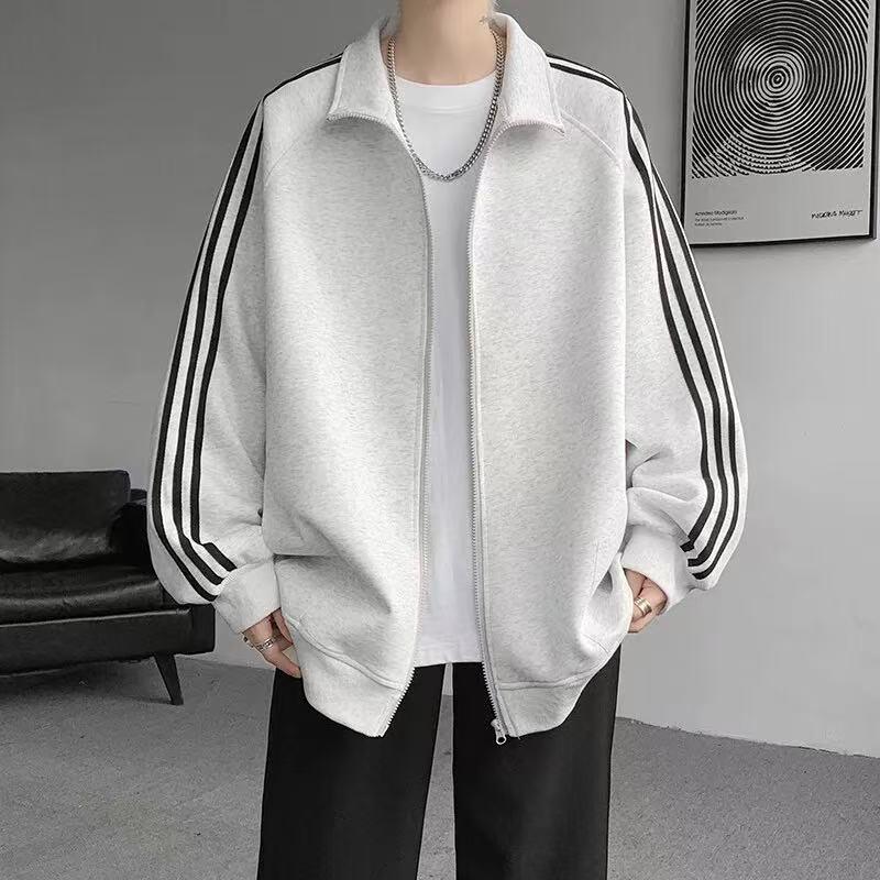 Herren Kapuzenjacke mit Reißverschluss und Stehkragen - Lässige Trendige High Street Sportjacke