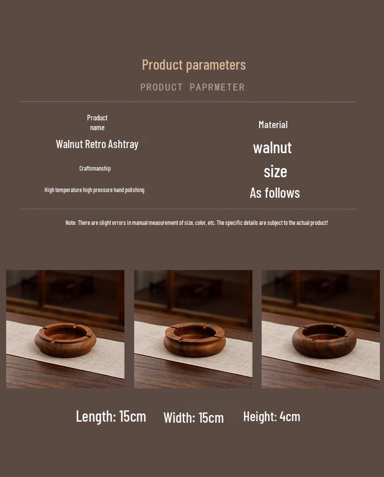 Large South American Walnut Ashtray with Lid - Retro Chinese Style