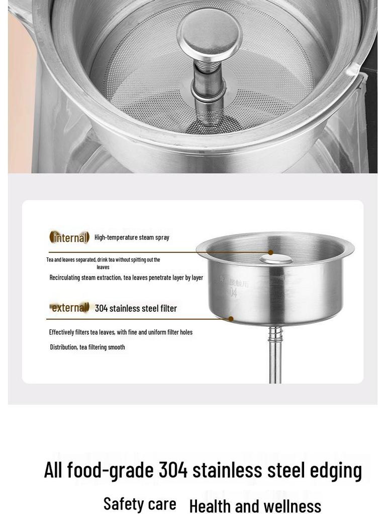 Electric Glass Spray Tea Maker, Large Capacity Steaming Kettle, Black Tea Health Pot