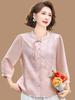 New Spring/Summer Chinese Style Chiffon Seven-Sleeve Top for Middle-Aged & Elderly Women