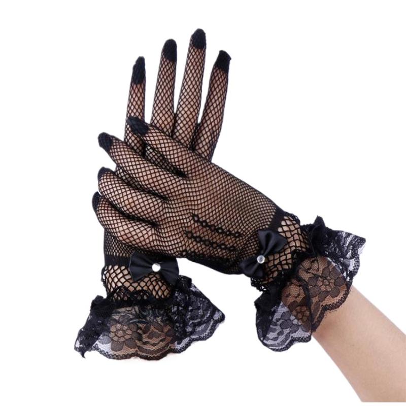 Summer Uv-proof Driving Gloves JK Mesh Fishnet Gloves Lace Full Finger Girls Lace Fashion Gloves Hand Cosplay Gloves