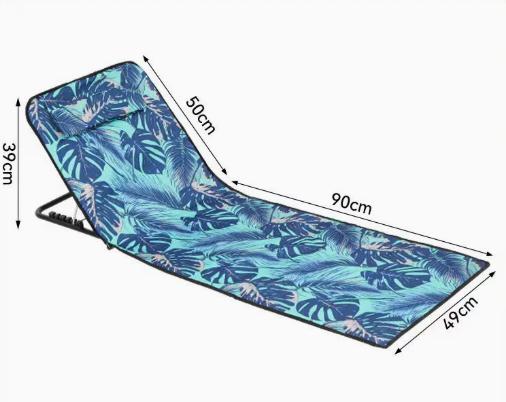 1pc Portable Outdoor Beach Sunbed Adjustable Height Beach Loungers Folding Chair