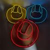 LED Luminous Cowboy Hat - Western Style for Men & Women, Large Brim Straw Sun Hat for Summer and Outdoor Performances