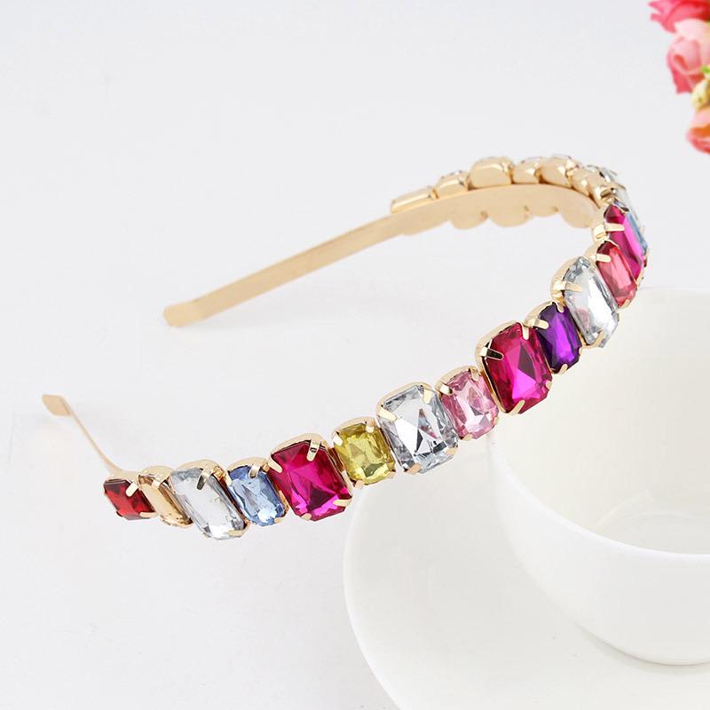 Baroque Colorful Rhinestone Headband Hair Hoop Women Hair Accessories New Shiny Fashion Crystal Flower Crown Head Wrap