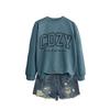 Womens Cozy Casual Round Neck Long Sleeve Cotton Sweatshirt With Letter Print Loose Fit