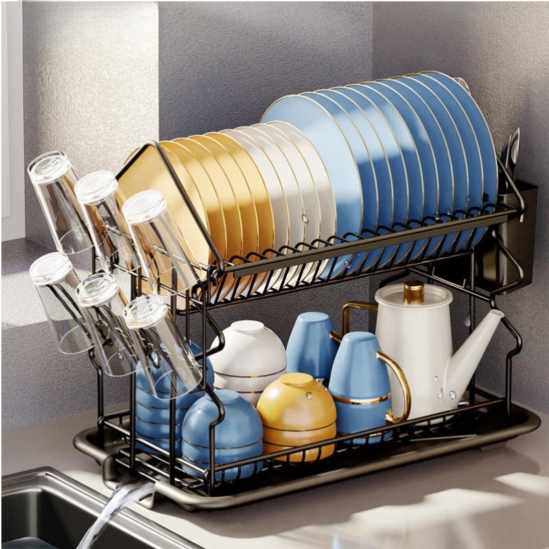 

Home Kitchen Dish Storage Rack Removable Kitchen Cup Storage Rack with Drain Pan