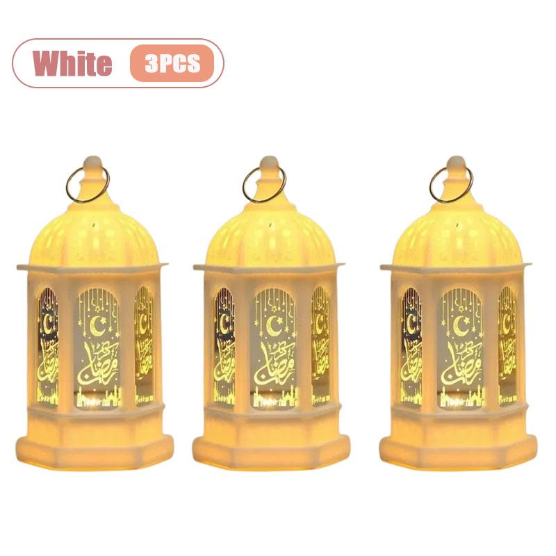 1-10PCS 2026 Ramadan Vintage Castle Lantern Middle Eastern Handheld Light Electronic Candle Decorative Ornament