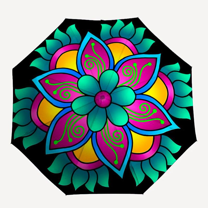 

1pc Colorful Flower Mandala Folding Umbrella | Elegant Design, Fashionable Accessory, Durable Construction, Sturdy Ribs yy251107043