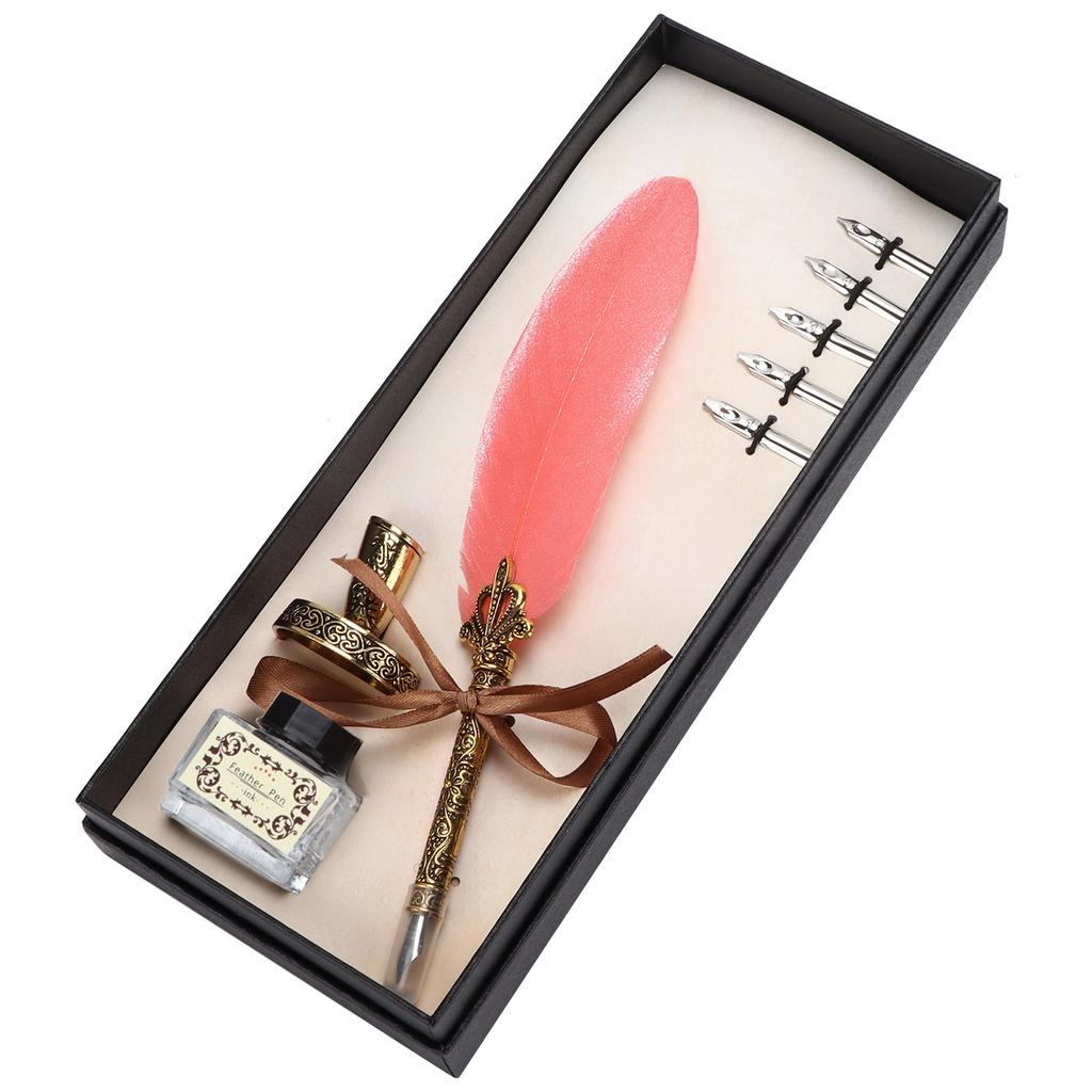 Kielpen Set Ambachtelijk Retro Gesneden Roestvrij Staal Schrijfpak voor Handtekening Cadeau Tafel