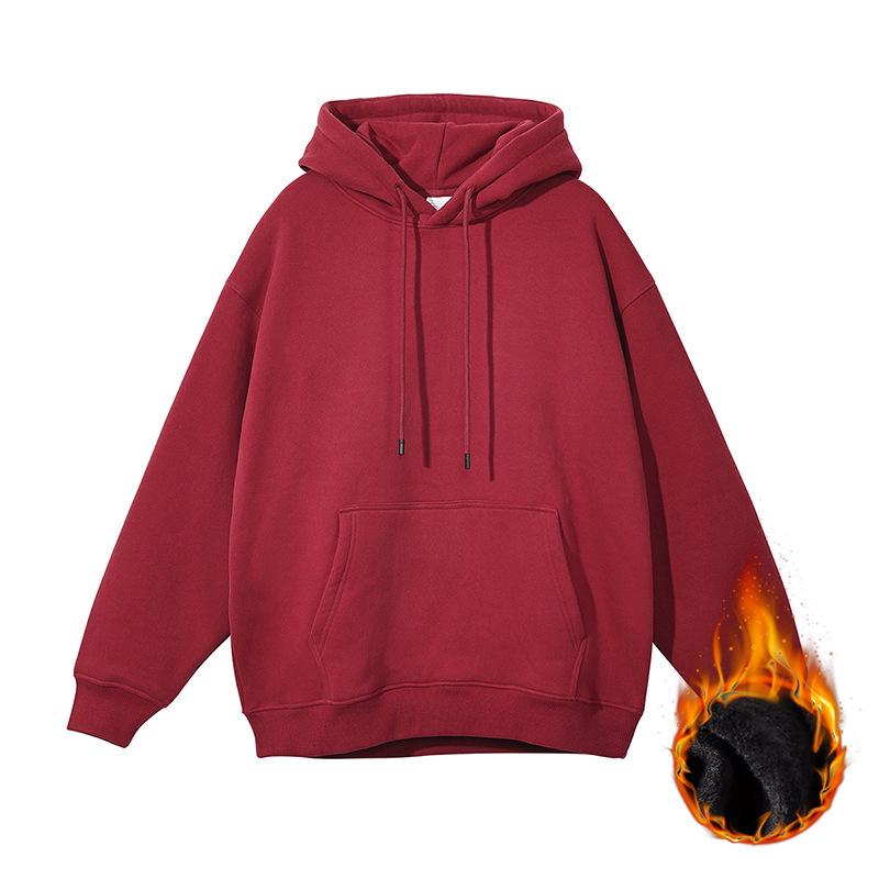 Unisex Heavyweight Hoodie: Solid Color American Street Style for Autumn/Winter