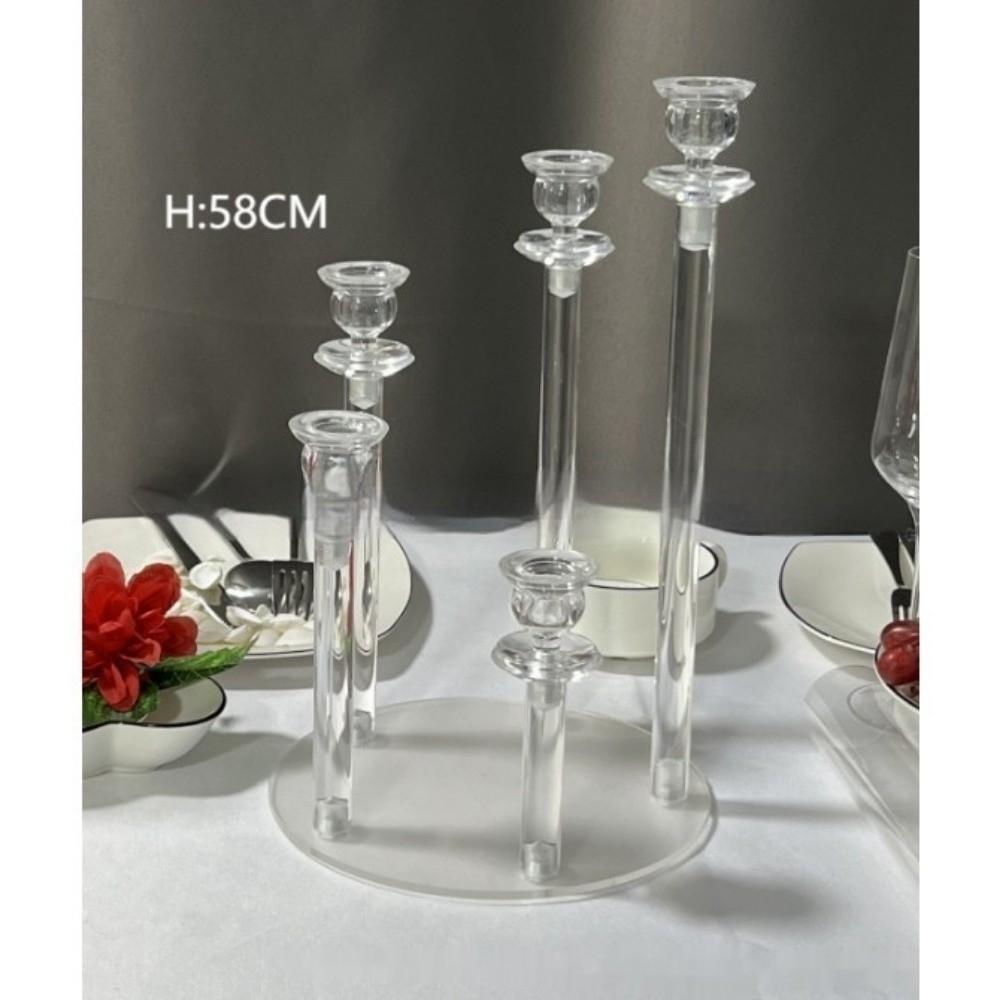 Transparent Candle Holder Acrylic with Circular Base Candlesticks Holder Main Table 5-head Floral Decoration Table Centerpieces