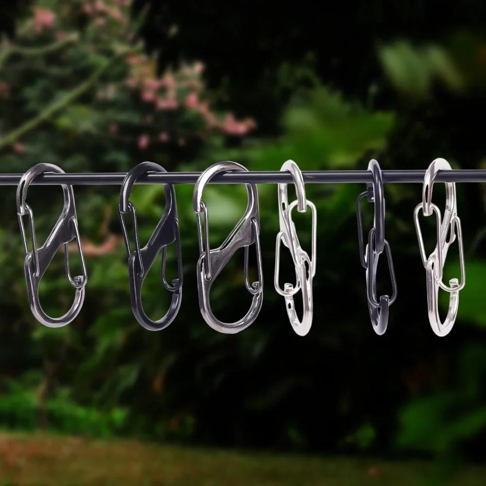 10Pcs S-Type Zinc Alloy Carabiner with Lock Mini Keychain Hook Anti-Theft Outdoor Camping Backpack Buckle Key-Lock Accessories.