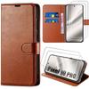 Protective Case - E.F.Connection - for Google Pixel 10 Pro - Shockproof Brown Synthetic Leather - 2 Glass Screens