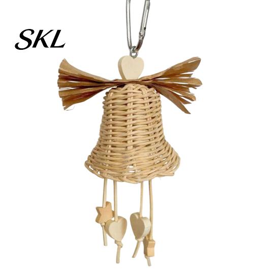 Bell-shaped Bird Toy Rattan Woven Parrot Toy, Bell Chew Chewing with Bells or Balls, Cage Accessories for Cockatiels Budgies Small Medium Parrots