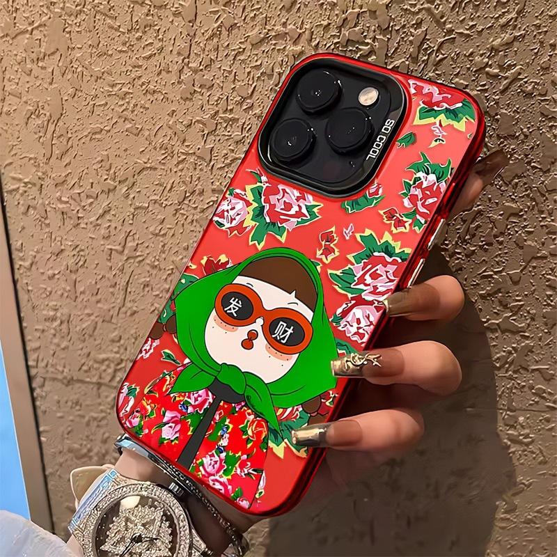 Applicable to Apple 15 New Year's jacket girl 14/13 high-end sense 12 color silver mobile phone case anti-drop hard case matte L