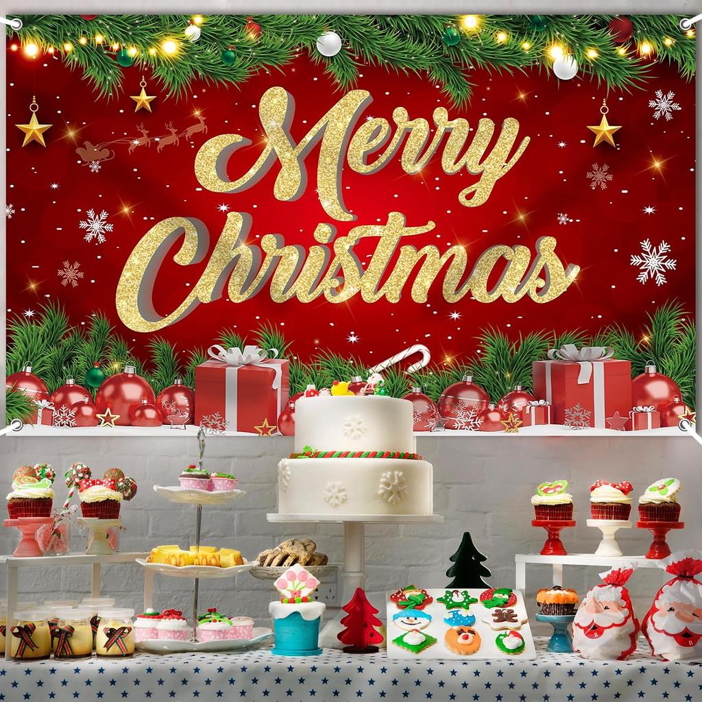 1Pcs  Large Merry Christmas Banner Decoration Background Winter Backdrop Decorations For Photo Studio Photo Booth Christma