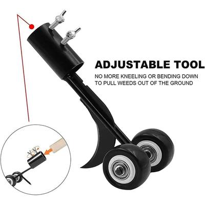 Black Easy To Weed Tool With Wheels Sturdy Construction Multifunctional Sturdy And Durable Metal Double Hook