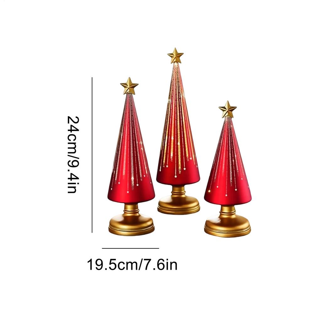 Table Top Christmas Tree 3 Pieces Christmas Figurines Resin Star Topper Tree Figurine For Indoor Winter Holiday Party Room