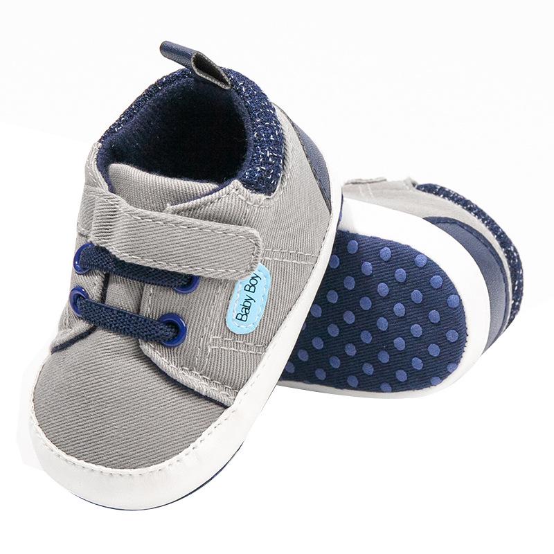 Stylish Lace-Up Baby Walking Shoes (0-1 Year) - Spring/Autumn, Non-Slip Canvas, Soft Cloth Sole, Wear-Resistant Toddler Shoes.