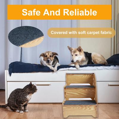 3-Tiers Dog Stairs Wood Non-Slip Pet Ramp Stairs Removable Dog Cat Training Stairs for Home Dogs Sofa Low Bed Pet Supplies NEW