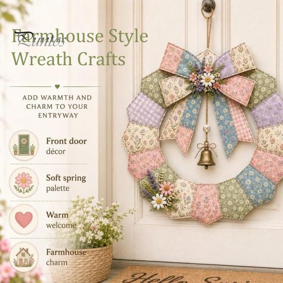 Progetti Creativi Fai da Te per la Casa Ghirlanda Patchwork Kit Artigianale, Modelli Stagionali da Cucito Natalizio, Kit Trapuntatura Fatti a Mano per Adulti Stile Rustico