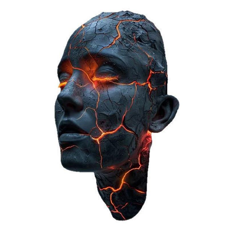 Cracked Soul Wall Light with Black Lava Shattered Effect 3D Resin Art Sconce for Gothic Home Halloween Atmosphere Decoration