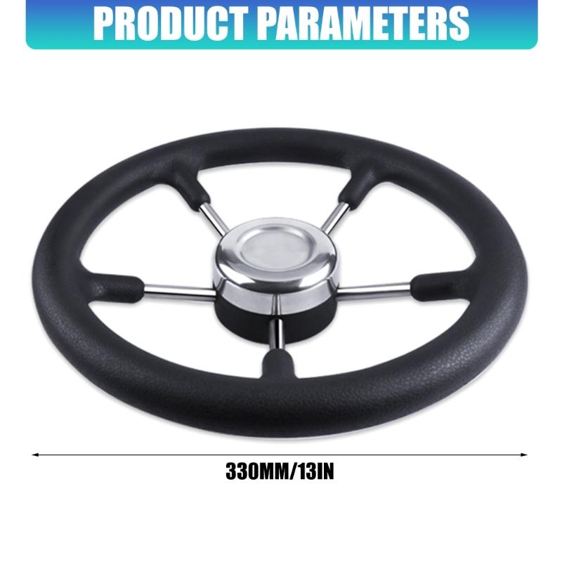 13" Diameter Stainless Steel Steering Wheel 5 Spoke Design For Recreational Boats And Professional Ships