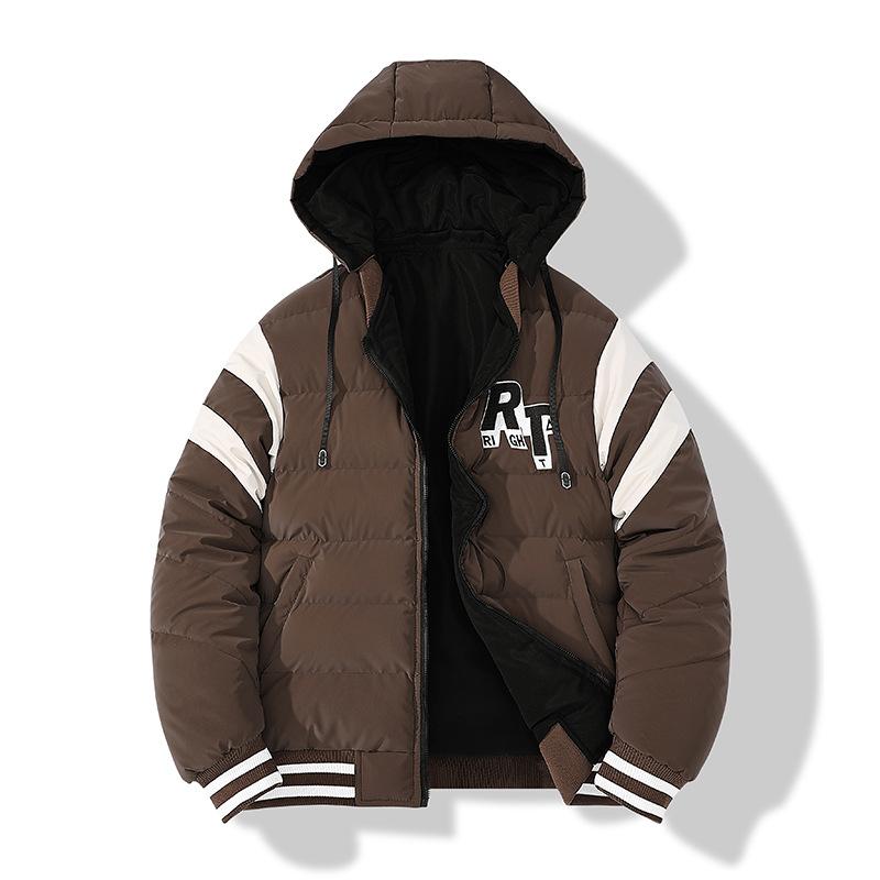 

Новое мужское пальто с хлопковой подкладкой на осень и зиму, двухстороннее, трендовое свободное зеленое пальто с капюшоном для студентов, утолщенное пальто с хлопковой подкладкой 4XL