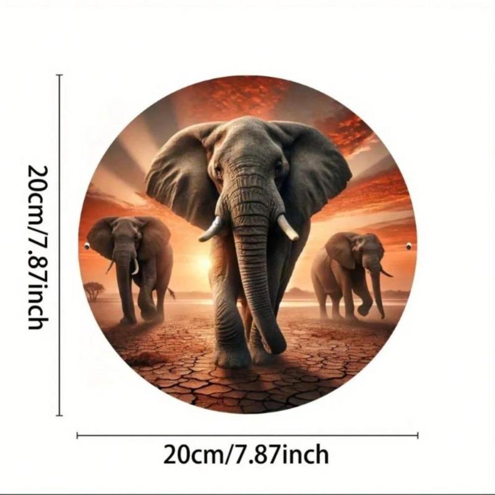 Metal Wall Art Sunset Elephant Print for Home Garden Cafe Bar Decor