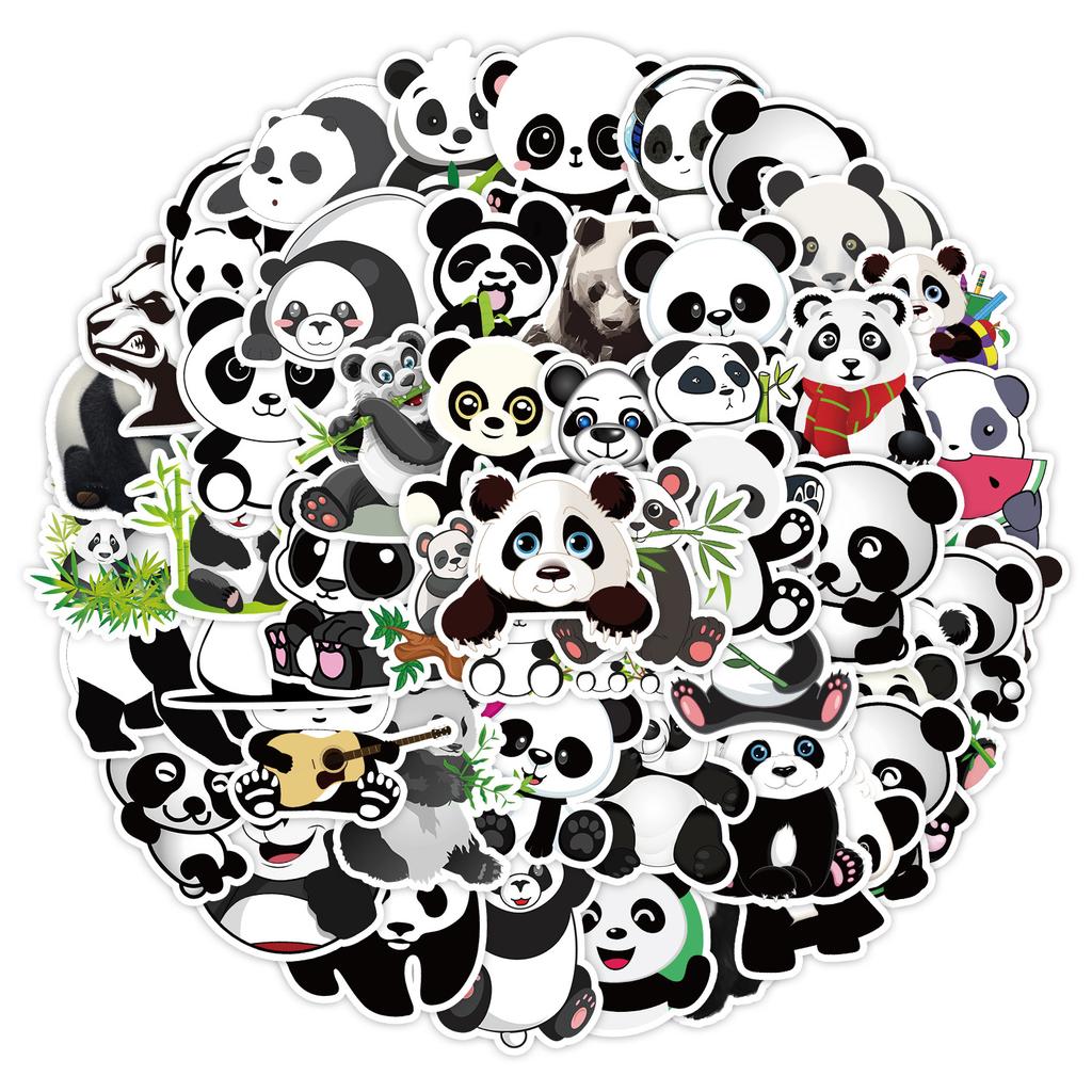50 Cute Wind Panda Stickers Mobile Suitcase Waterproof Decorative Stickers Children's Hand Account Stickers