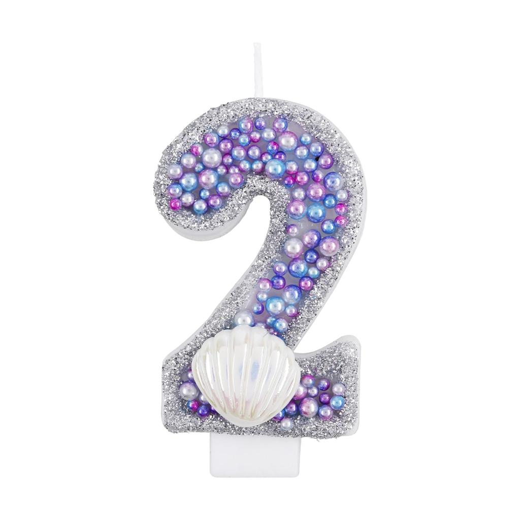 Birthday Candles, Pink Shell Sequins Blue Purple Pearl Boy Girl Birthday Cake for Mermaid Birthday Theme Birthday Decorations
