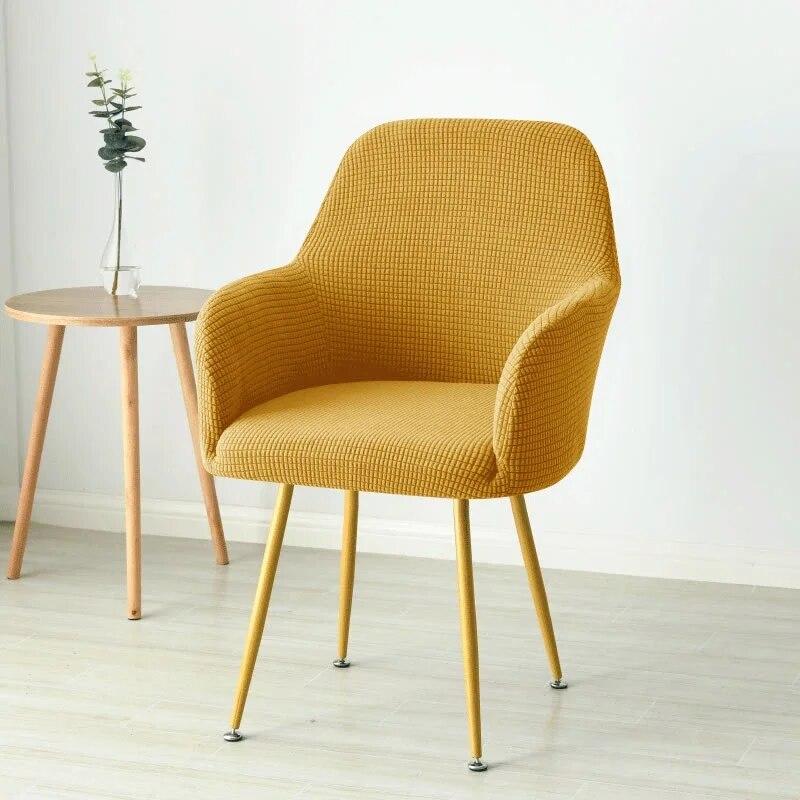 1Pc Solid Color Polar Fleece Dining Chair Covers Elastic High Arm Armchair Cover Removable Stretch Office Seat Slipcover Home