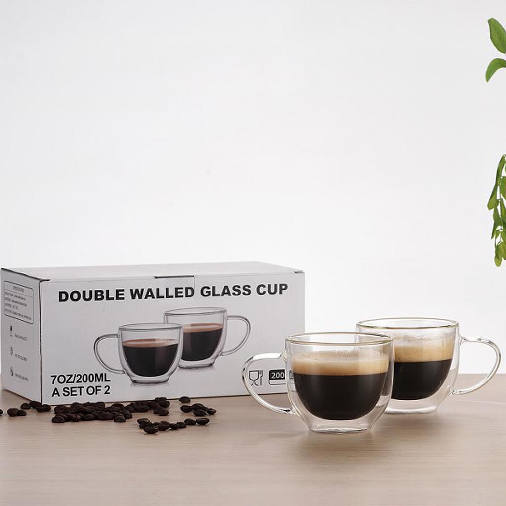 2 st Glas Vattenmugg Multifunktionell Stor Kapacitet Säker Transparent Drickskopp Dubbla Lager för Hemmet