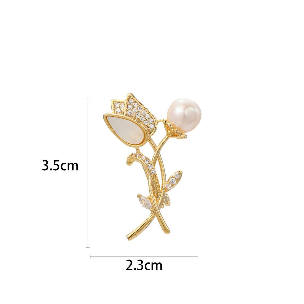 Snowflake & Butterfly Zircon Brooch with Freshwater Pearl for Women's Korean Style Suit Coat