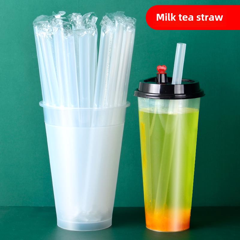 Disposable Transparent Thick PLA Pearl Milk Tea Straws with Independent Packaging