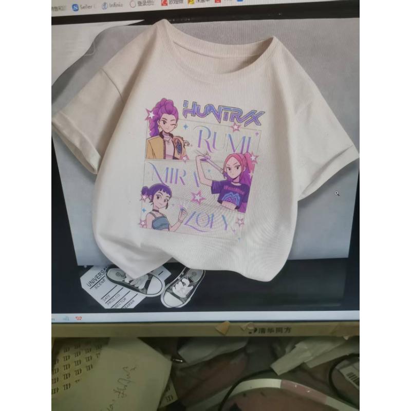 Kpop Demon Hunters Children's Clothing Short Sleeve T-shirt Cute Kpop Demon Hunters Tiger Harajuku Tshirt for Boys Girls