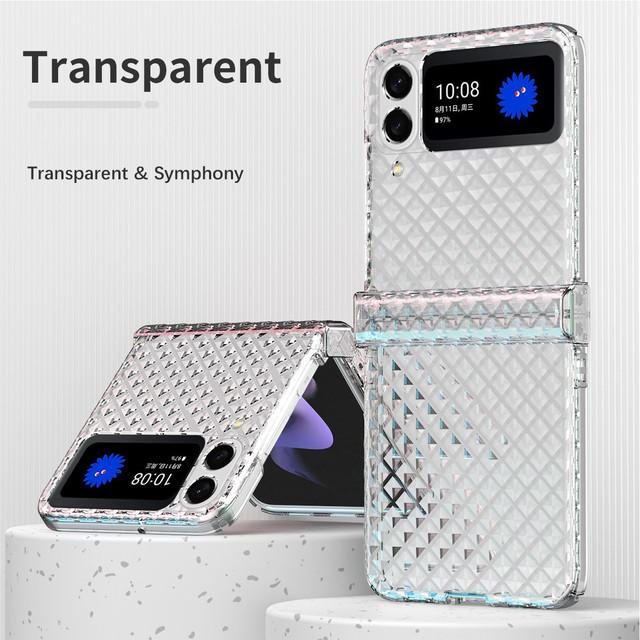 Folding Design Transparent Acrylic Case For Samsung Galaxy Z Flip 3 5g Flip3 Anti -Knock Hard Phone Cover For Samsung Z Flip 3