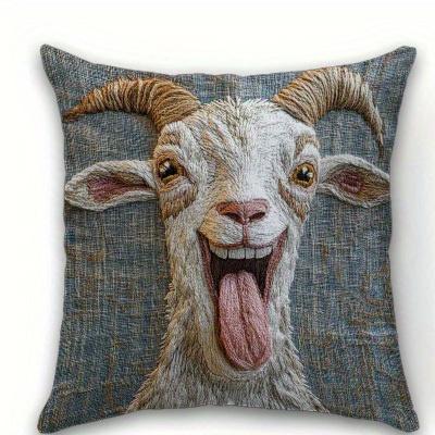 

1/4pcs Funny Goat Throw Pillow Covers Farmhouse Animal Decorative Cushion Cases for Home Sofa Couch Cushion cover 45x45cm-1pcs