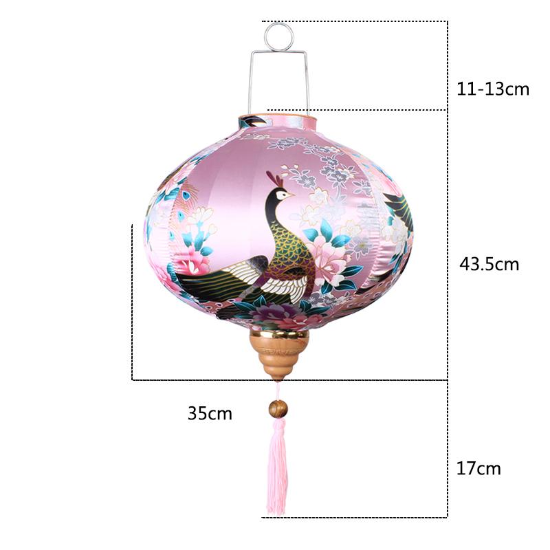 14 Inch Retro Chinese Silk Lanterns Japan Vietnam Mid-autumn Lantern For Outdoor Wedding Spring Festival Party Hanging Decor