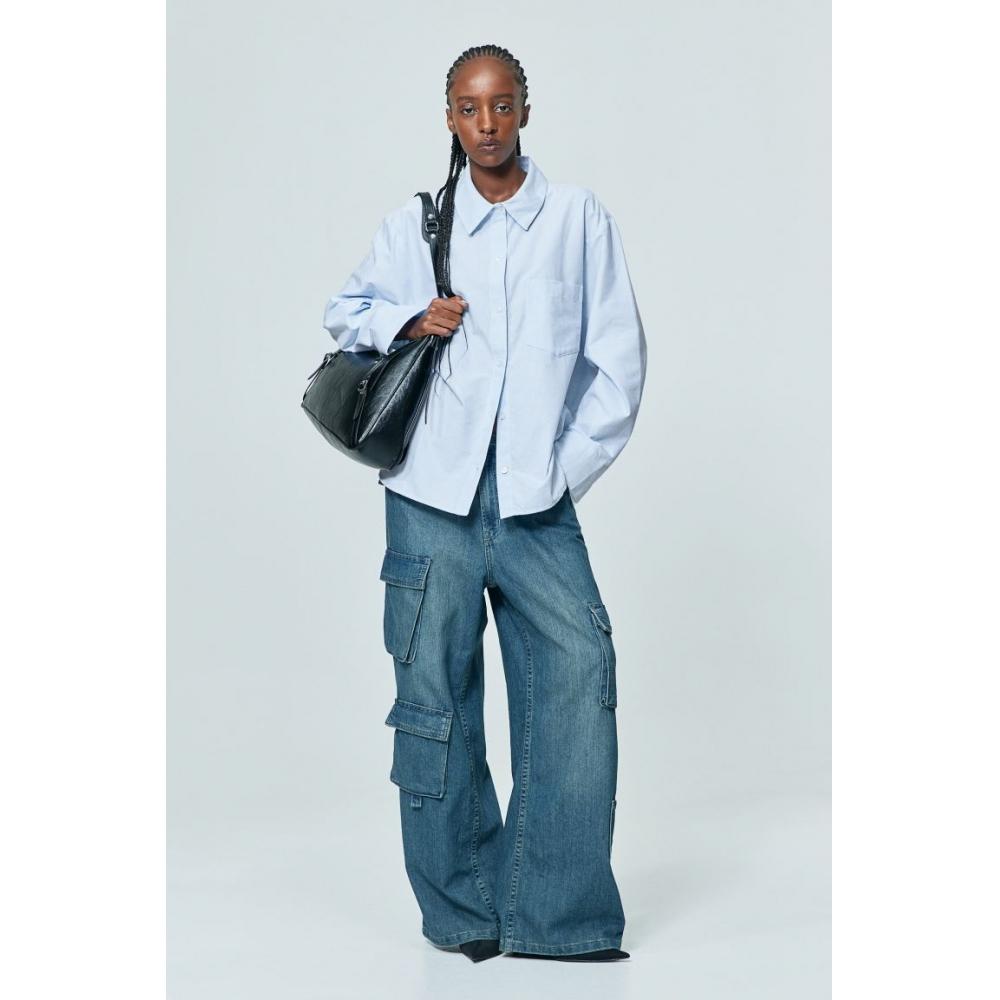 

Оксфордская рубашка HM Голубые полоски